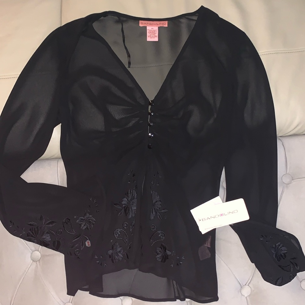Black mesh Bandolino blouse